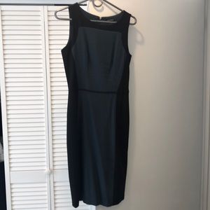 Club Monaco shift dress, emerald and black